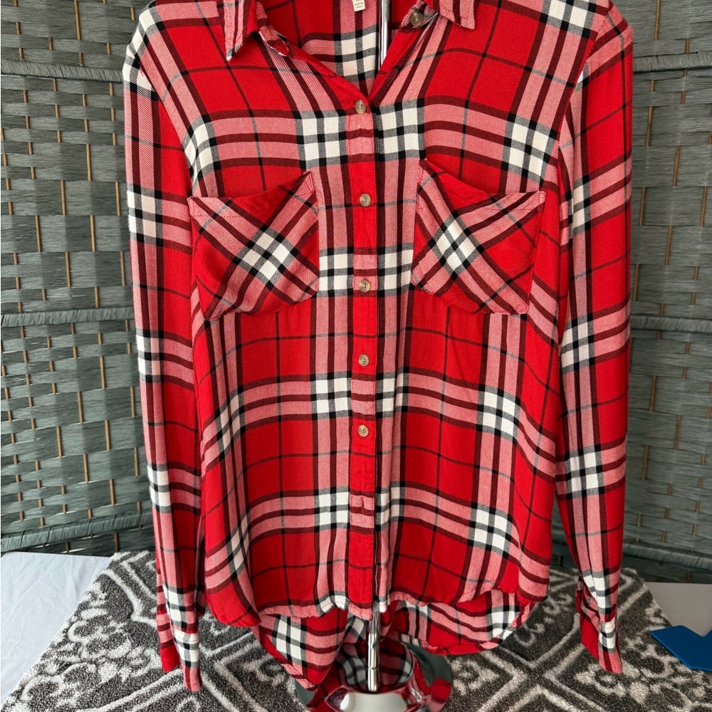 Lucky Brand Red and Black Plaid Shirt